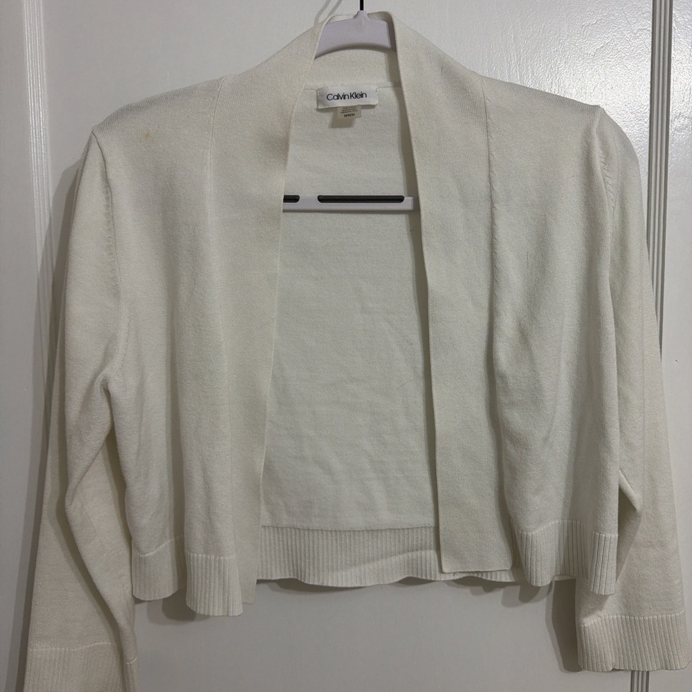 Calvin Klein Women's Cream Open-Front Sweater
